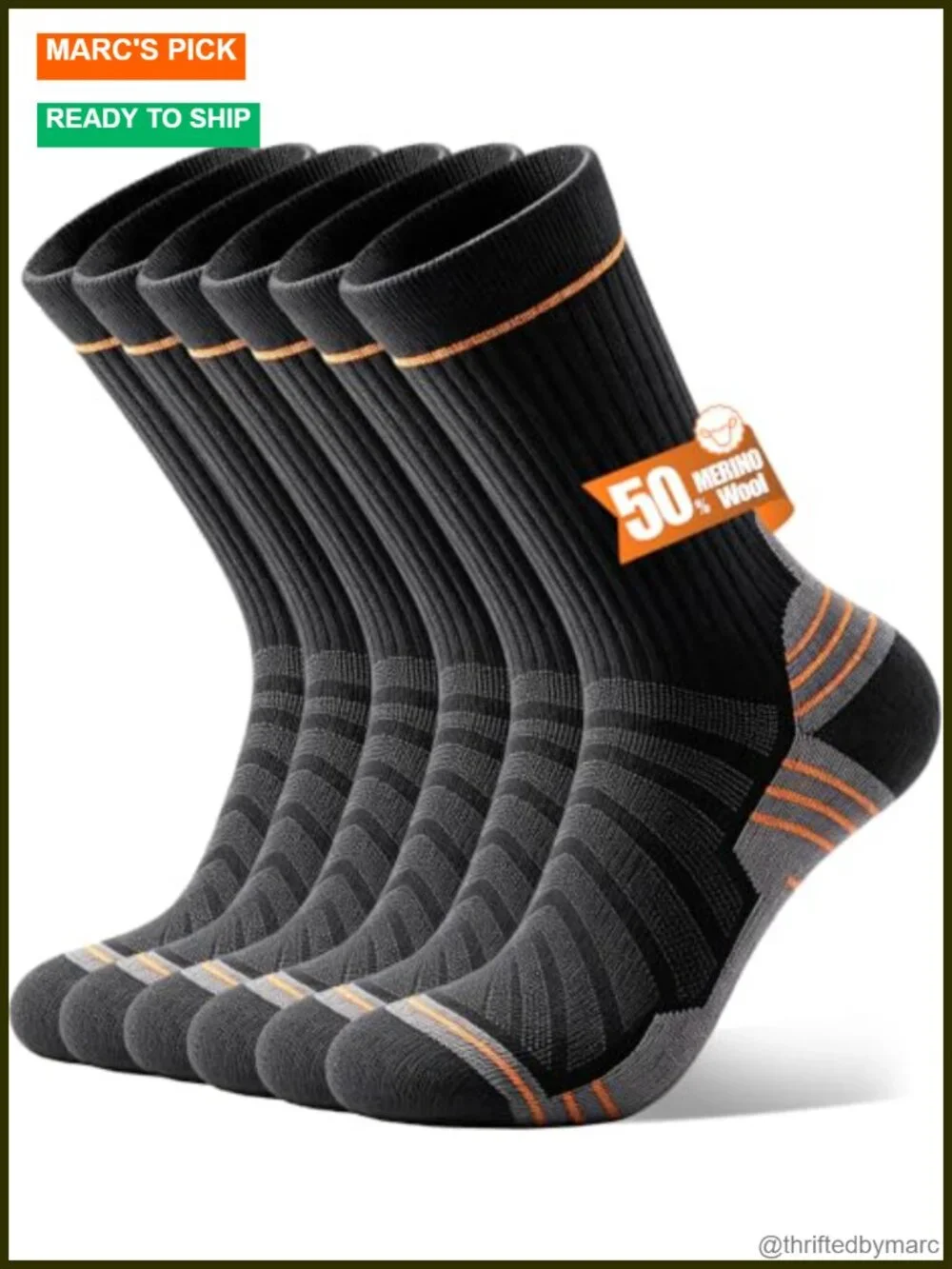 Merino Wool Hiking Crew Socks for Men & Women, Thermal,Cushioned Anti-Blister
